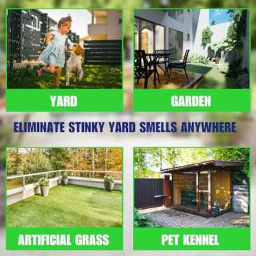 SMELLEZE Natural Yard Odor Remover Deodorizer: 2 lb. Granules Eliminate Outdoor Pet Urine & Stool Smell. Long Lasting. People, Pet, Plant & Planet Safe.
