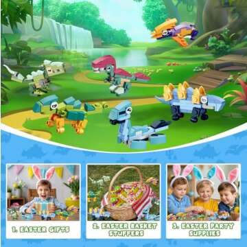 eboozone Filled Easter Eggs with Dinosaur Blocks Toys