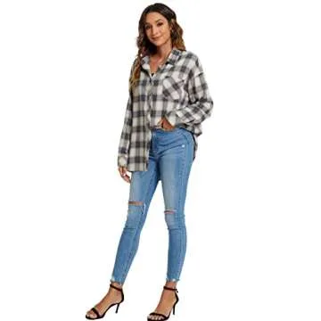 Stylish Oversized Flannel Plaid Shirt for Women