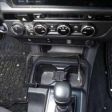 For Tacoma 2015 2016 2017 2018 2019 2020 2021 2022 2023 Soft Carbon Fiber Car Interior Accessory Center Storage Box Trim Ashtray Frame 1pc (Black Carbon Fiber)
