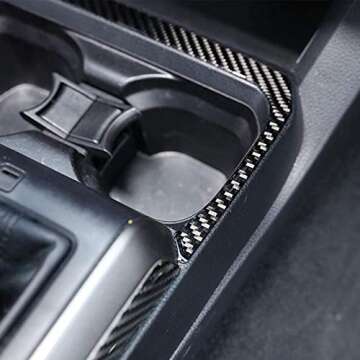 For Tacoma 2015 2016 2017 2018 2019 2020 2021 2022 2023 Soft Carbon Fiber Car Interior Accessory Center Storage Box Trim Ashtray Frame 1pc (Black Carbon Fiber)