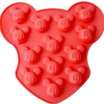 CHAWOORIM 16 Cavity Small Mickey Mouse Silicone Mold DIY Candy Chocolate Sugar Craft Fondant Ice Tray
