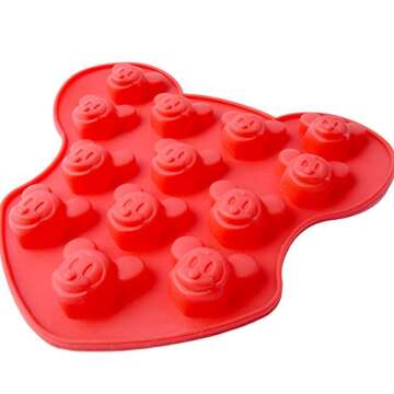 CHAWOORIM 16 Cavity Small Mickey Mouse Silicone Mold DIY Candy Chocolate Sugar Craft Fondant Ice Tray