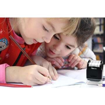 Veltec Dashed Handwriting Lines Practice Roller Stamp for Kids, Parents and Teachers (Black)