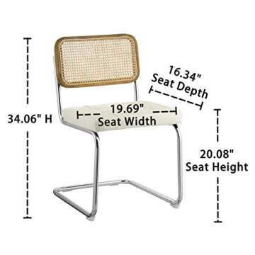 Modern Zouron Dining Chairs Set of 2 with Rattan Back