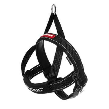 EzyDog Quick Fit No Pull Adjustable Harness Vest (Large, Black) and EzyDog Zero Shock Leash - Shock ...