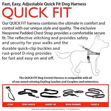 EzyDog Quick Fit No-Pull Harness & Zero Shock Leash