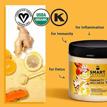 SMART Pressed Juice Immunity Wellness Drink with Organic Turmeric Curcumin Ginger Shot for Immune Support | Apple Cider Vinegar Lemon Ginger & Echinacea - Made in USA (30 Servings)