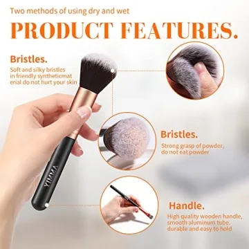 Makeup Brushes Rose Golden 14 Pcs Makeup Brush Set with Blender Sponge and Brush Cleaner Premium Synthetic Kabuki Foundation Face Powder Blush Eyeshadow Cruelty-Free Brochas De Maquillaje