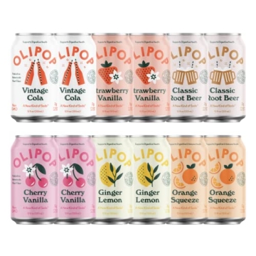 OLIPOP - The Sampler, 6-Flavor Soda Variety Pack, Healthy Soda, Prebiotic Soft Drinks, Supports Dige...