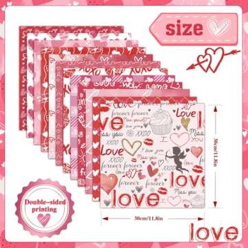 Konsait 24 Sheets Valentines Scrapbook Paper 12x12 Valentine Decorative Paper Double Sided Scrapbook Paper Valentine Craft Paper for Wedding Anniversaries Heart Love Scrapbooking Supplies