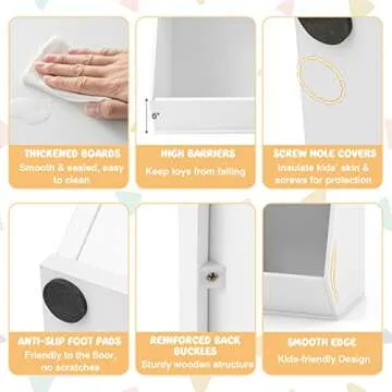 HONEY JOY Toy Storage Organizer with Bookcase, 5-Cubby Children Bookshelf Toy Storage Cabinet, Open Kids Toy Shelf Book Display Organizer for Playroom, Bedroom, Nursery, School (White)