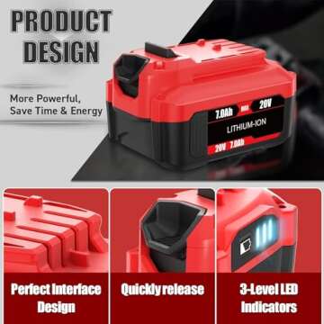 POWTREE 7000mAh 20V CMCB205 Battery Replacement for Craftsman V20 MAX Lithium Ion Battery CMCB205 CMCB204 CMCB206 CMCB202 CMCB201 20V Cordless Power Tools Craftsman 20V Max V20 Series Battery 2Pack