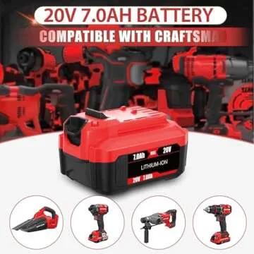 POWTREE 7000mAh 20V CMCB205 Battery Replacement for Craftsman V20 MAX Lithium Ion Battery CMCB205 CMCB204 CMCB206 CMCB202 CMCB201 20V Cordless Power Tools Craftsman 20V Max V20 Series Battery 2Pack