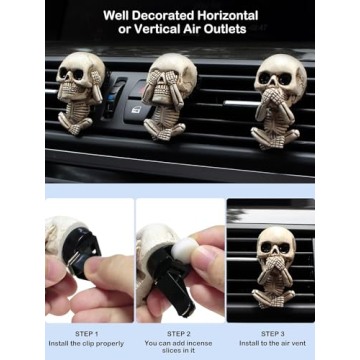 Skull Car Fresheners - Unique Air Vent Clip Set for All Cars