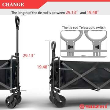 Small Collapsible Foldable Black Grocery & Apartment Rolling Pull Wagon Cart, Lightweight, Portable, for Pet, Dog,Travel,Garden,Camping,Shopping,Outdoor(10 Colors Optional)