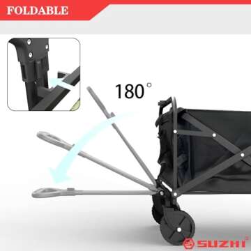 Small Collapsible Foldable Black Grocery & Apartment Rolling Pull Wagon Cart, Lightweight, Portable, for Pet, Dog,Travel,Garden,Camping,Shopping,Outdoor(10 Colors Optional)