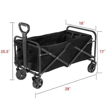 Small Collapsible Foldable Black Grocery & Apartment Rolling Pull Wagon Cart, Lightweight, Portable, for Pet, Dog,Travel,Garden,Camping,Shopping,Outdoor(10 Colors Optional)