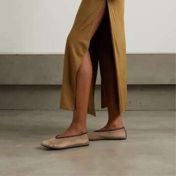 Molozoey Women's Crystals Fine Mesh Ballet Flats,Embroidered Round Toe Ballerina Shoes,Casual Slip On Crystal Mary Jane Flats,Comfortable Daily Dress Shoes NUDE2