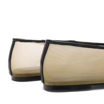 Molozoey Women's Crystals Fine Mesh Ballet Flats,Embroidered Round Toe Ballerina Shoes,Casual Slip On Crystal Mary Jane Flats,Comfortable Daily Dress Shoes NUDE2