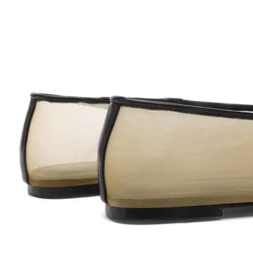 Molozoey Women's Crystals Fine Mesh Ballet Flats,Embroidered Round Toe Ballerina Shoes,Casual Slip On Crystal Mary Jane Flats,Comfortable Daily Dress Shoes NUDE2