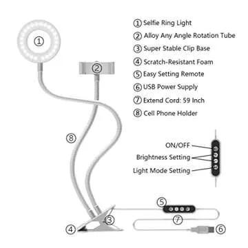 MeeQee Cell Phone Holder with LED Light for Creators