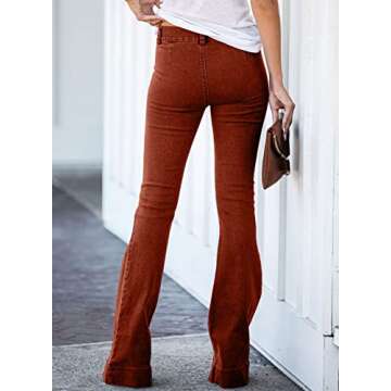 Sidefeel Women's Flare Jeans High Waisted Bell Bottoms Denim Pants Size 8 Brown
