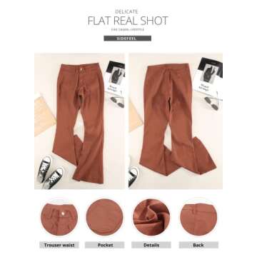 Sidefeel Women's Flare Jeans High Waisted Bell Bottoms Denim Pants Size 8 Brown