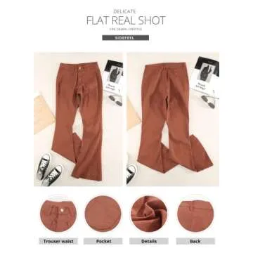 Sidefeel Women's Flare Jeans High Waisted Bell Bottoms Denim Pants Size 8 Brown