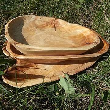 Jovivi Natural Fir Root Wood Dish, Handmade Wood Serving Platter Tray Plate,Wooden Plates for Sandwich Bread Fruit Salad Snack Dough Candy Serving Appetizer Display (11.4"x7.5")