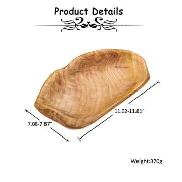 Jovivi Natural Fir Root Wood Dish, Handmade Wood Serving Platter Tray Plate,Wooden Plates for Sandwich Bread Fruit Salad Snack Dough Candy Serving Appetizer Display (11.4"x7.5")