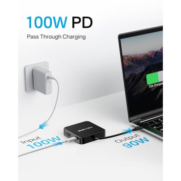 USB C Hub, Multiport Adapter with 4K HDMI, 100W Power Delivery, 3 USB A+1 USB-C 3.0 Data Port, USB C to HDMI Adapter for MacBook, Dell, Lenovo, Surface, iPad PRO, XPS