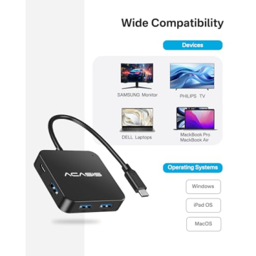 USB C Hub, Multiport Adapter with 4K HDMI, 100W Power Delivery, 3 USB A+1 USB-C 3.0 Data Port, USB C to HDMI Adapter for MacBook, Dell, Lenovo, Surface, iPad PRO, XPS