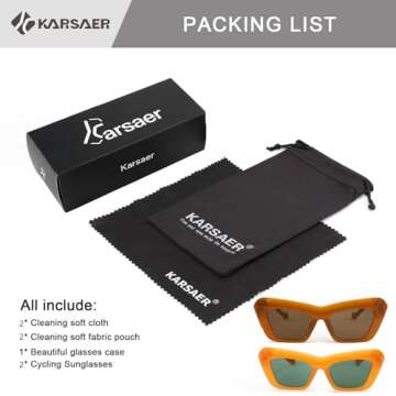 Karsaer Vision Retro Vintage Cateye Square Sunglasses Plastic Frame 90s sunglasses Stylish Classic 70s Eyewear ((2Pcs) Amber+Orange)