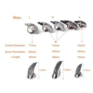 10 Pcs Gothic Punk Claw Ring Set Perfect for Halloween