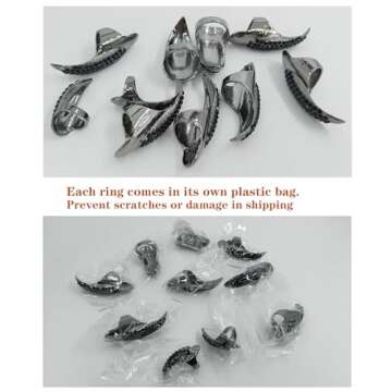 10 Pcs Halloween Costume Claws Fake Nails Ring Set, Bestga Gothic Punk 3 Sizes Crystal Full Finger Rings Paved Paw Bend Fingertip Fingernail Claw Girls Women Men Ring False Easy Long Nails (Black)