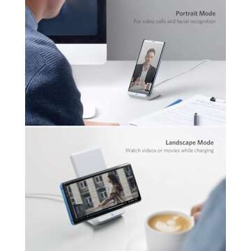 Anker 313 Wireless Charging Stand, Qi-Certified for iPhone 16/16 Pro/16 Pro Max/15/14/13, 10W Fast Charging for Galaxy S23/S22/S21 (No AC Adapter)