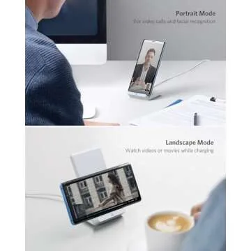 Anker 313 Wireless Charging Stand, Qi-Certified for iPhone 16/16 Pro/16 Pro Max/15/14/13, 10W Fast Charging for Galaxy S23/S22/S21 (No AC Adapter)