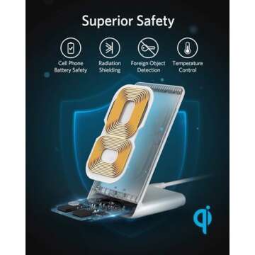 Anker 313 Wireless Charging Stand, Qi-Certified for iPhone 16/16 Pro/16 Pro Max/15/14/13, 10W Fast Charging for Galaxy S23/S22/S21 (No AC Adapter)