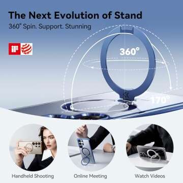 CASEKOO Titanium Blue 360° Spin Magnetic Stand for Samsung Galaxy S25 Ultra Case, 16FT Military Protection, Fit for MagSafe, Protective Polish S25 Ultra Case with Kickstand Ring 6.9"