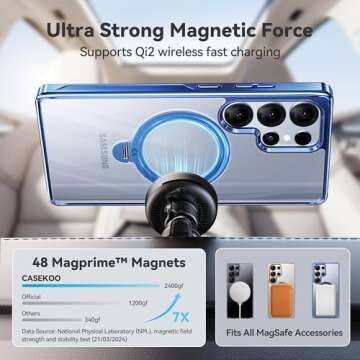 CASEKOO Titanium Blue 360° Spin Magnetic Stand for Samsung Galaxy S25 Ultra Case, 16FT Military Protection, Fit for MagSafe, Protective Polish S25 Ultra Case with Kickstand Ring 6.9"