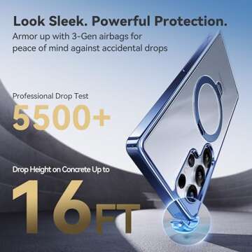 CASEKOO Titanium Blue 360° Spin Magnetic Stand for Samsung Galaxy S25 Ultra Case, 16FT Military Protection, Fit for MagSafe, Protective Polish S25 Ultra Case with Kickstand Ring 6.9"