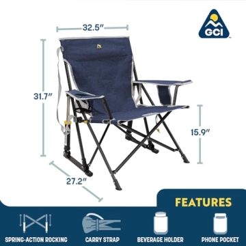 Outdoor Kickback Rocker with Beverage Holder for Comfort