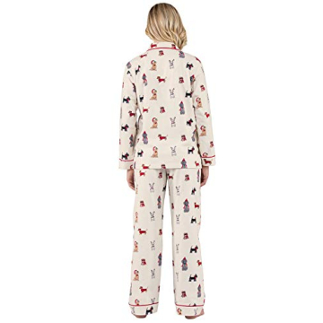 PajamaGram Women's Flannel Christmas Pajamas in Cream