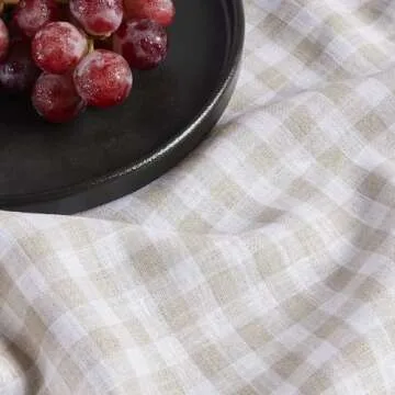 Elegant Solino Home Linen Plaid Table Runner 60 Inch