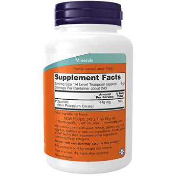 NOW Foods Potassium Citrate Powder for Optimal Health