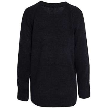 Womens Casual Cable Knitted Crewneck Heart Love Oversized Pullover Sweater Large Black Red Heart