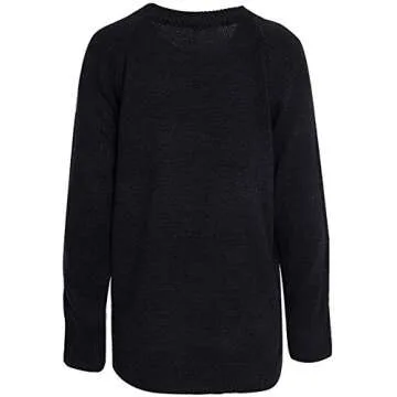 Womens Casual Cable Knitted Crewneck Heart Love Oversized Pullover Sweater Large Black Red Heart