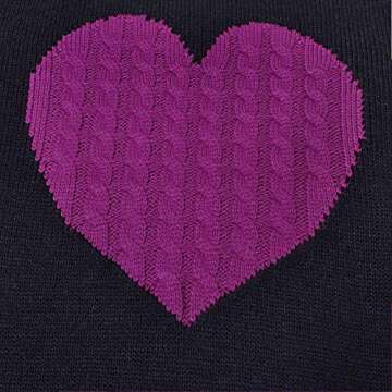 Womens Casual Cable Knitted Crewneck Heart Love Oversized Pullover Sweater Large Black Red Heart