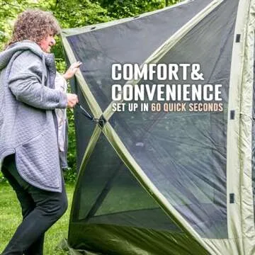 CLAM Pop Up Screen Tent, Outdoor Camping Gazebo Canopy, Venture, 9' x 9', Green